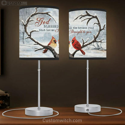 Cardinal Winter Landscape God Blessed The Broken Road That Led Me Straight To You Table Lamb