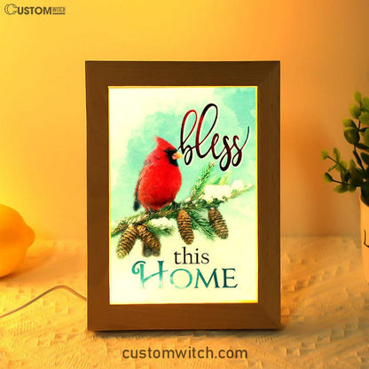 Cardinals Bird Bless This Home Christian Night Light - Bible Verse Decor - Scripture Art