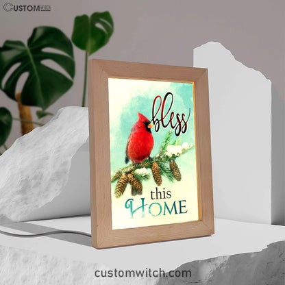 Cardinals Bird Bless This Home Christian Night Light - Bible Verse Decor - Scripture Art