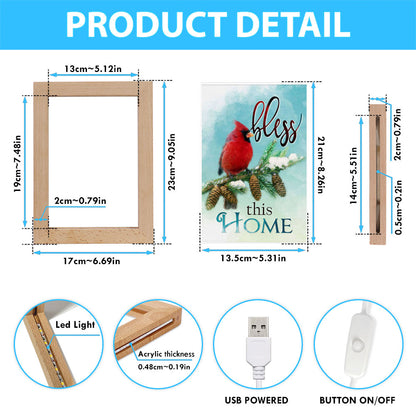 Cardinals Bird Bless This Home Christian Night Light - Bible Verse Decor - Scripture Art