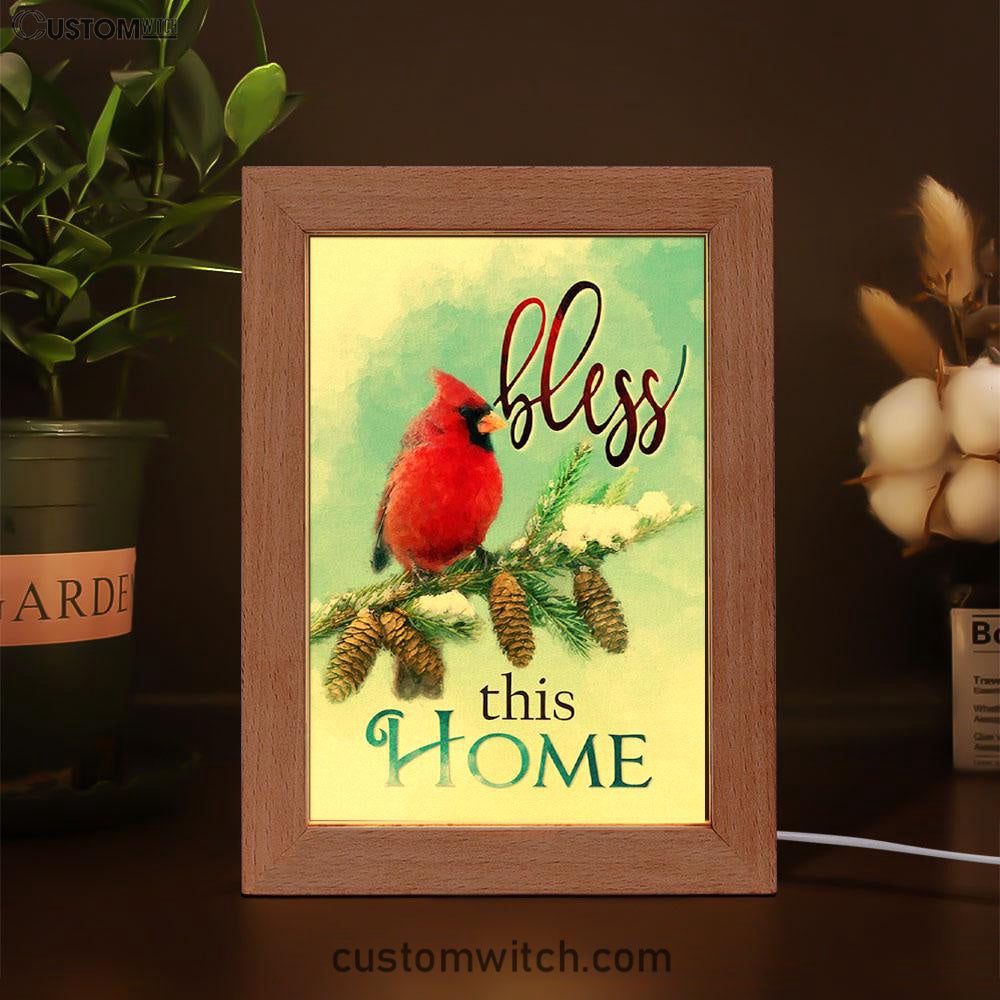 Cardinals Bird Bless This Home Christian Night Light - Bible Verse Decor - Scripture Art