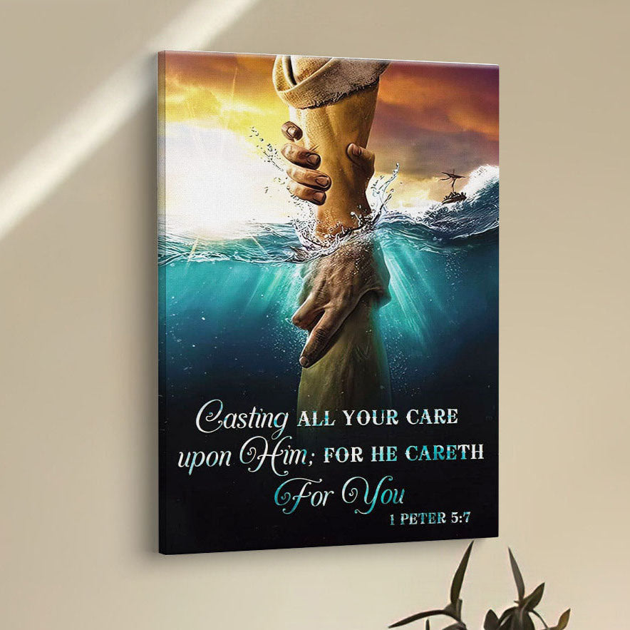 Casting All Your Care Upon Him 1 Peter 57 Kjv Bible Verse Wall Decor Art - Bible Verse Wall Decor - Scripture Wall Art