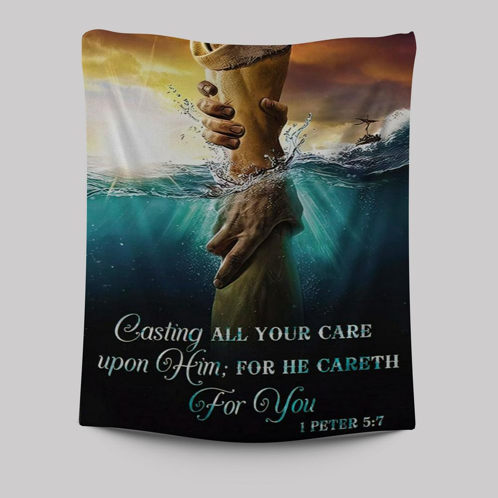 Cast Scripture Casting All Your Care Upon Him 1 Peter 57 Kjv Bible Verse Wall Decor A ...