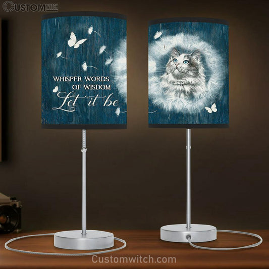 Cat Dandelion White Butterfly Let It Be Table Lamb Gift - Bible Verse Table Lamb - Religious Bedroom Decor