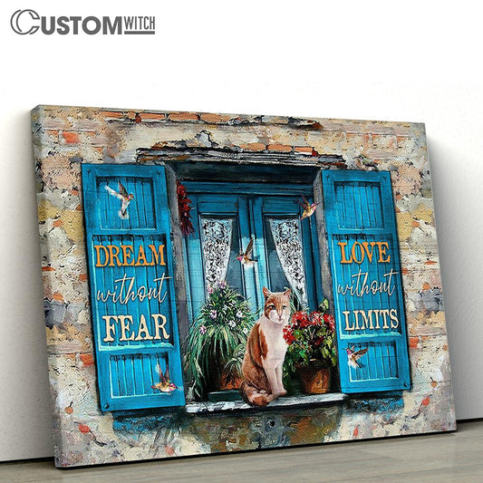 Cat Flower Dream Without Fear Wall Art Canvas - Christian Wall Art - Religious Art