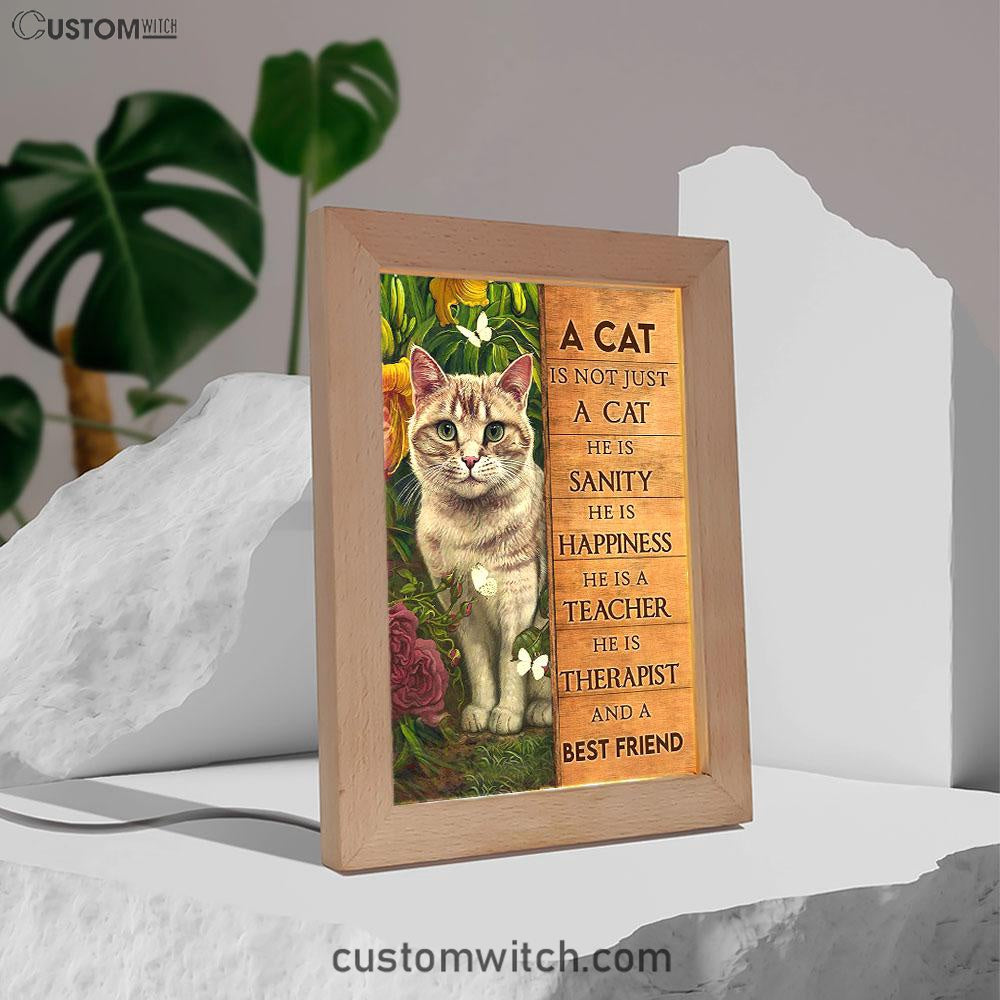 Cat Flower Garden Butterfly - A Cat Is Not Just A Cat Frame Lamp Art - Christian Night Light - Bible Verse Wooden Lamp