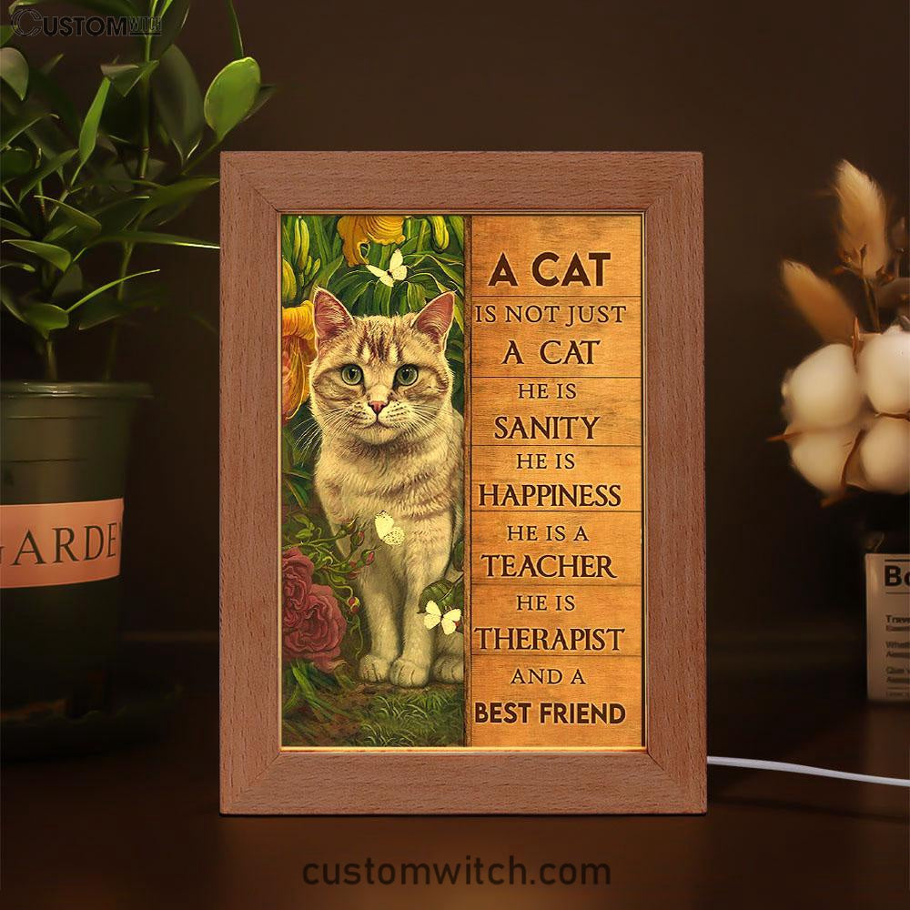 Cat Flower Garden Butterfly - A Cat Is Not Just A Cat Frame Lamp Art - Christian Night Light - Bible Verse Wooden Lamp