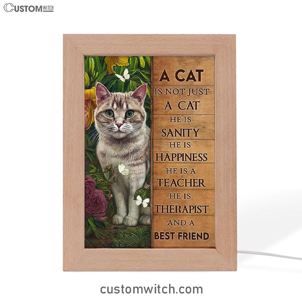 Cat Flower Garden Butterfly - A Cat Is Not Just A Cat Frame Lamp Art - Christian Night Light - Bible Verse Wooden Lamp