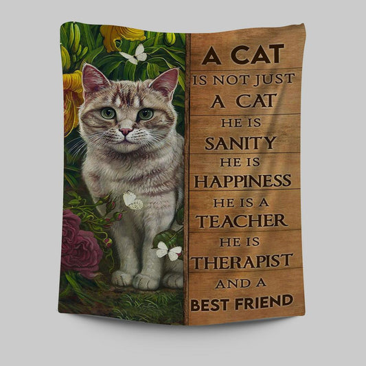 Cat Flower Garden Butterfly - A Cat Is Not Just A Cat Tapestry Wall Art - Christian Tapestries Prints - Bible Verse Tapestry Art