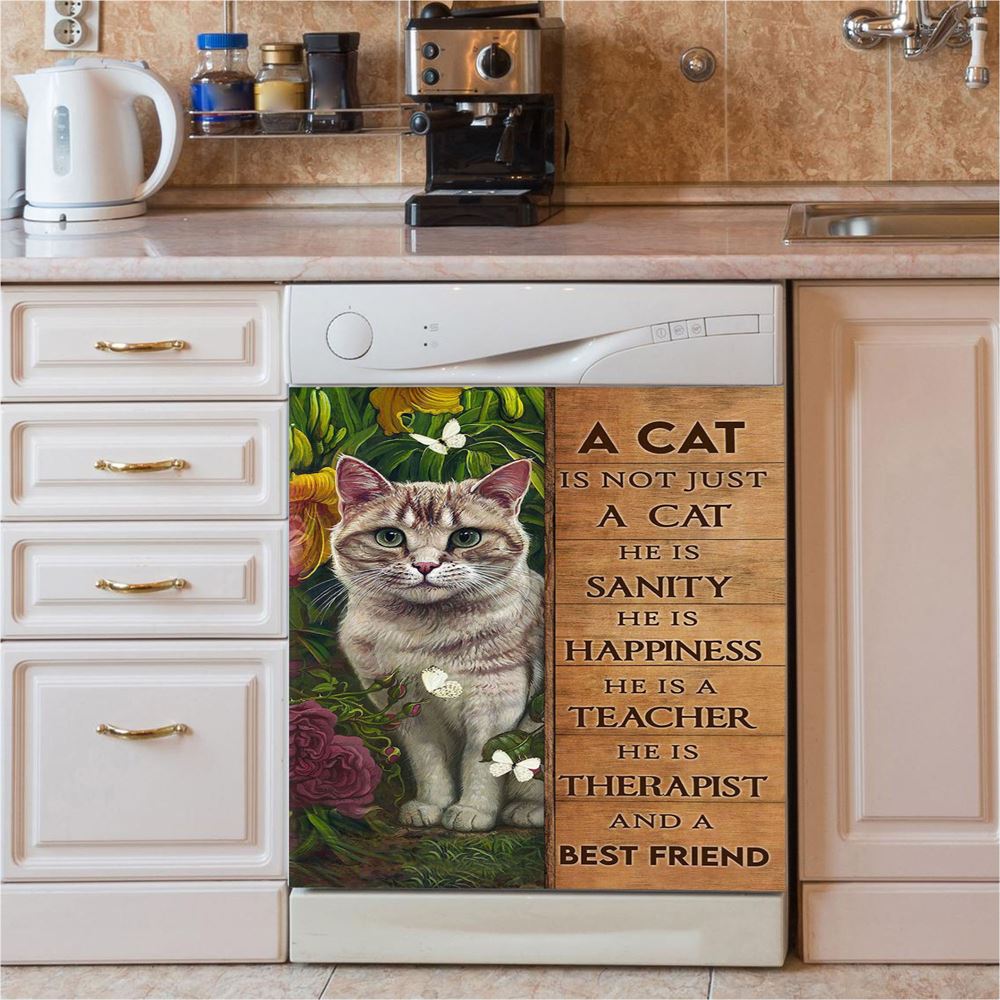 Cat Flower Garden Butterfly, A Cat Is Not Just A Cat Dishwasher Cover, Christian Dishwasher Magnet Cover, Bible Verse Kitchen Decor