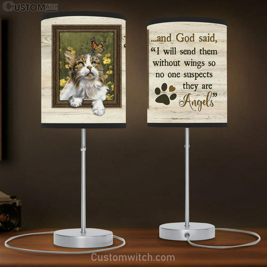 Cat I Will Send Them Without Wings Table Lamb Painting - Christian Lamb Gift - Gifts For Cat Lovers