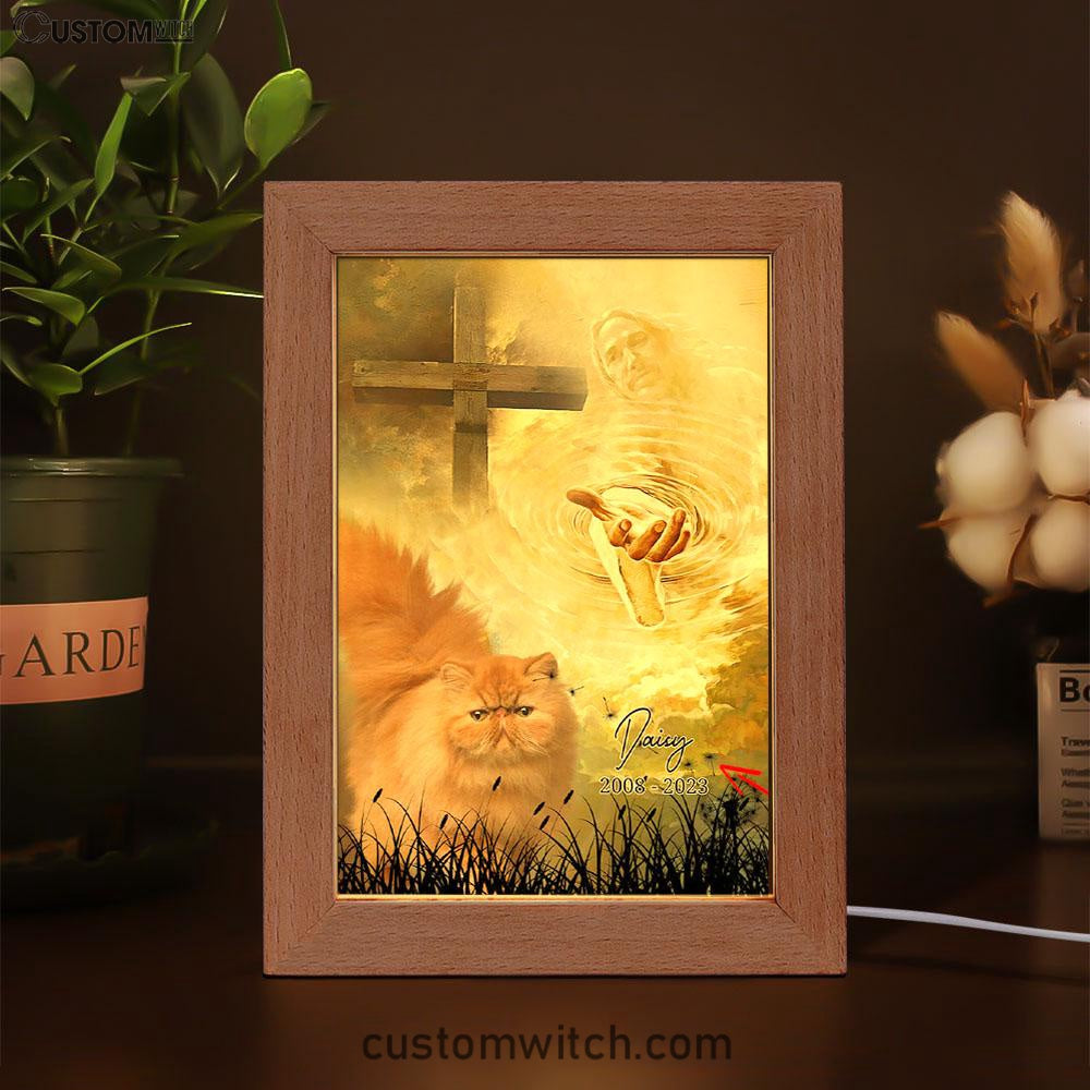 Cat Memorial Frame Lamp Prints - Take My Hand Jesus - Pet Loss Gifts