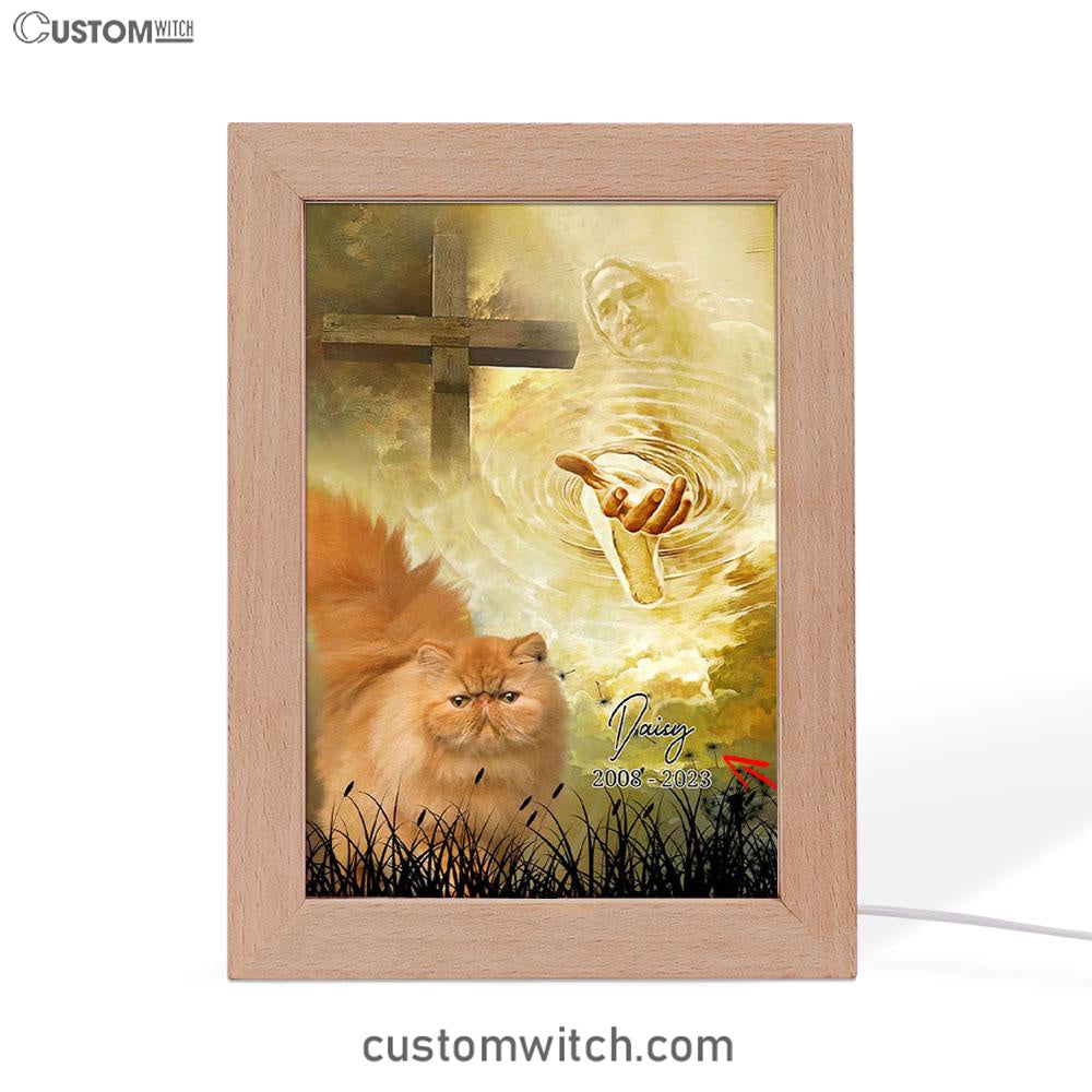 Cat Memorial Frame Lamp Prints - Take My Hand Jesus - Pet Loss Gifts