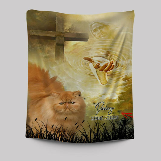Cat Memorial Tapestry Prints - Take My Hand Jesus - Pet Loss Gifts For Woman