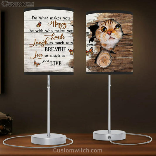 Cat Orange Butterfly Broken Wall Love As Much As You Live Table Lamb Gift - Bible Verse Table Lamb - Religious Bedroom Decor