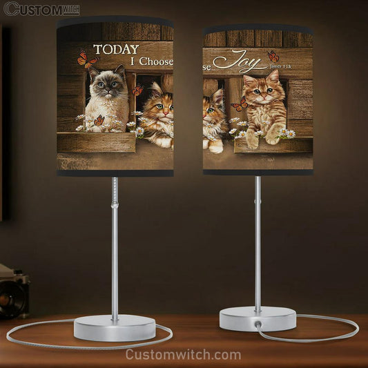 Cat Pretty Daisy Today I Choose Joy Table Lamb Gift - Bible Verse Table Lamb - Religious Bedroom Decor