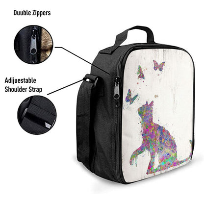 Cat With Butterflies Lunch Bag, Christian Lunch Bag For School, Picnic, Religious Lunch Bag