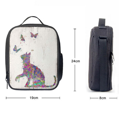 Cat With Butterflies Lunch Bag, Christian Lunch Bag For School, Picnic, Religious Lunch Bag