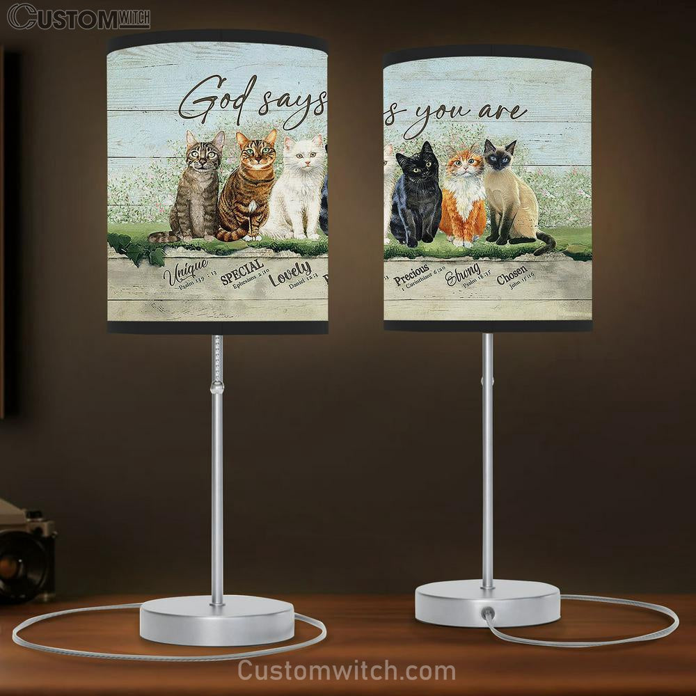 Cats God says you are Table Lamb Gift - Bible Verse Table Lamb - Religious Bedroom Decor