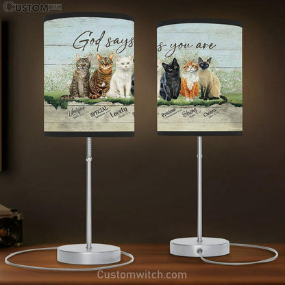 Cats God says you are Table Lamb Gift - Bible Verse Table Lamb - Religious Bedroom Decor