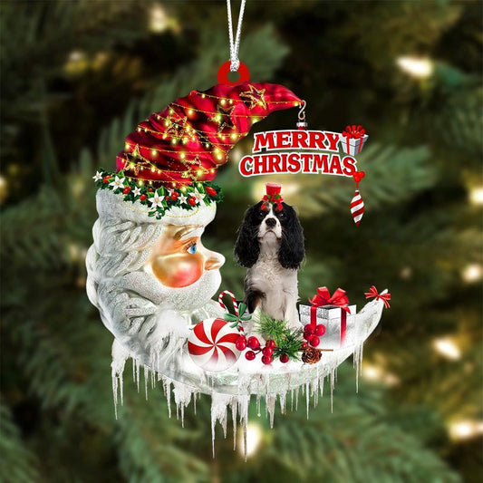 Cavalier King Charles Spaniel On The Moon Merry Christmas Ornament, Christmas Gift, Christmas Tree Decorations, Christmas Ornament 2023
