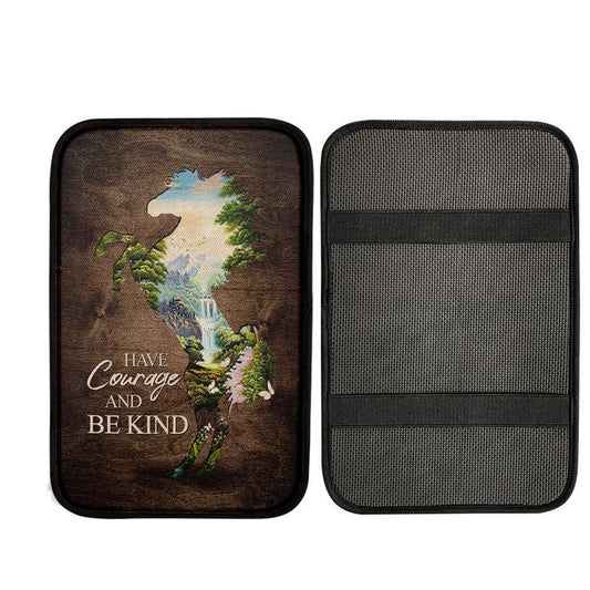 Cave Green Forest - Have Courage And Be Kind Car Center Console Cover, Religious Car Armrest Accessories