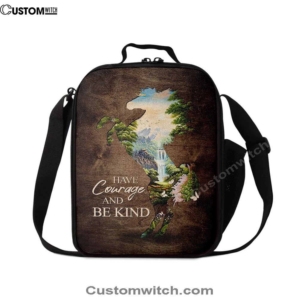 Cave Green Forest Have Courage And Be Kind Lunch Bag, Christian Lunch Bag For School, Picnic, Religious Lunch Bag