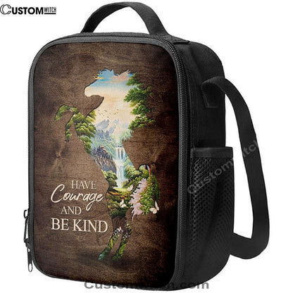 Cave Green Forest Have Courage And Be Kind Lunch Bag, Christian Lunch Bag For School, Picnic, Religious Lunch Bag