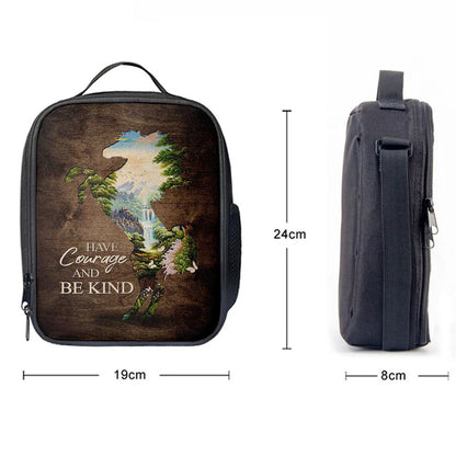 Cave Green Forest Have Courage And Be Kind Lunch Bag, Christian Lunch Bag For School, Picnic, Religious Lunch Bag