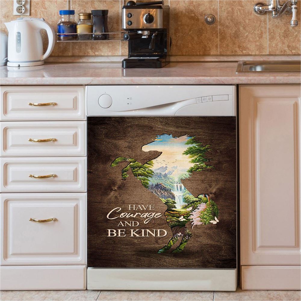 Cave Green Forest Walking With Jesus Dishwasher Cover, Christian Dishwasher Magnet Cover, Bible Verse Kitchen Decor