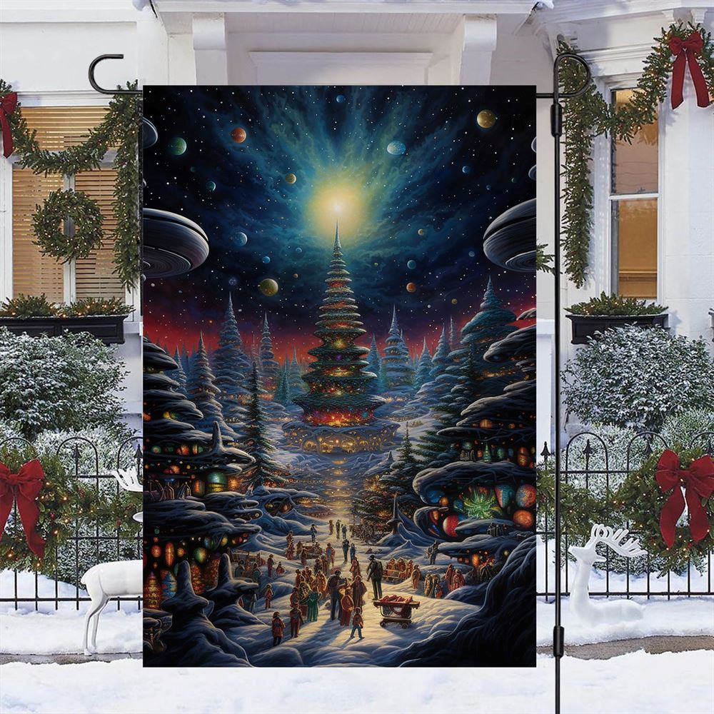 Celestial Celebration Beneath The Stars Flag, Christmas Garden Flag, Home Decor Accessories, Christmas Outdoor Decor Ideas