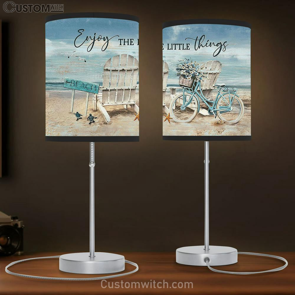 Chair Blue Bicycle Enjoy The Little Things Table Lamb Gift - Bible Verse Table Lamb - Religious Bedroom Decor