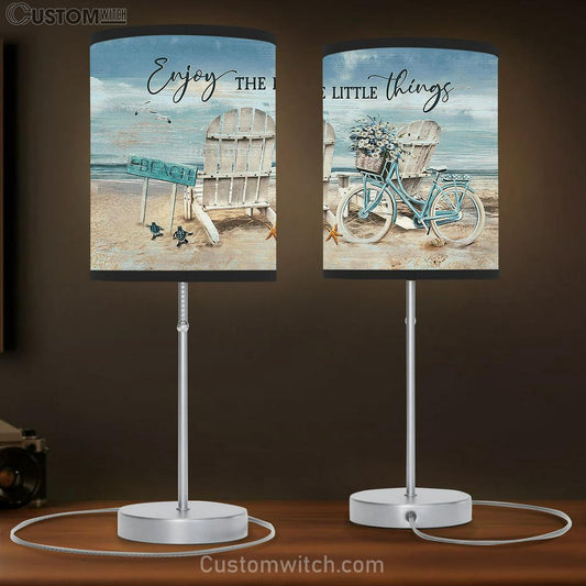 Chair Blue Bicycle Enjoy The Little Things Table Lamb Gift - Bible Verse Table Lamb - Religious Bedroom Decor