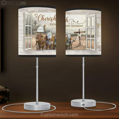 Cherish Every Moment Cows On Field Table Lamb Prints - Religious Table Lamb Art - Christian Home Decor