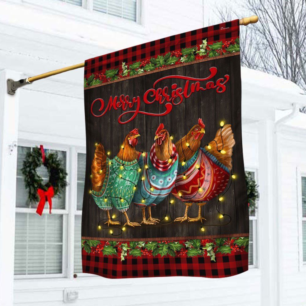 Chicken Hen Christmas Flag Three Hens Flag, Christmas Garden Flag, Home Decor Accessories, Christmas Outdoor Decor Ideas