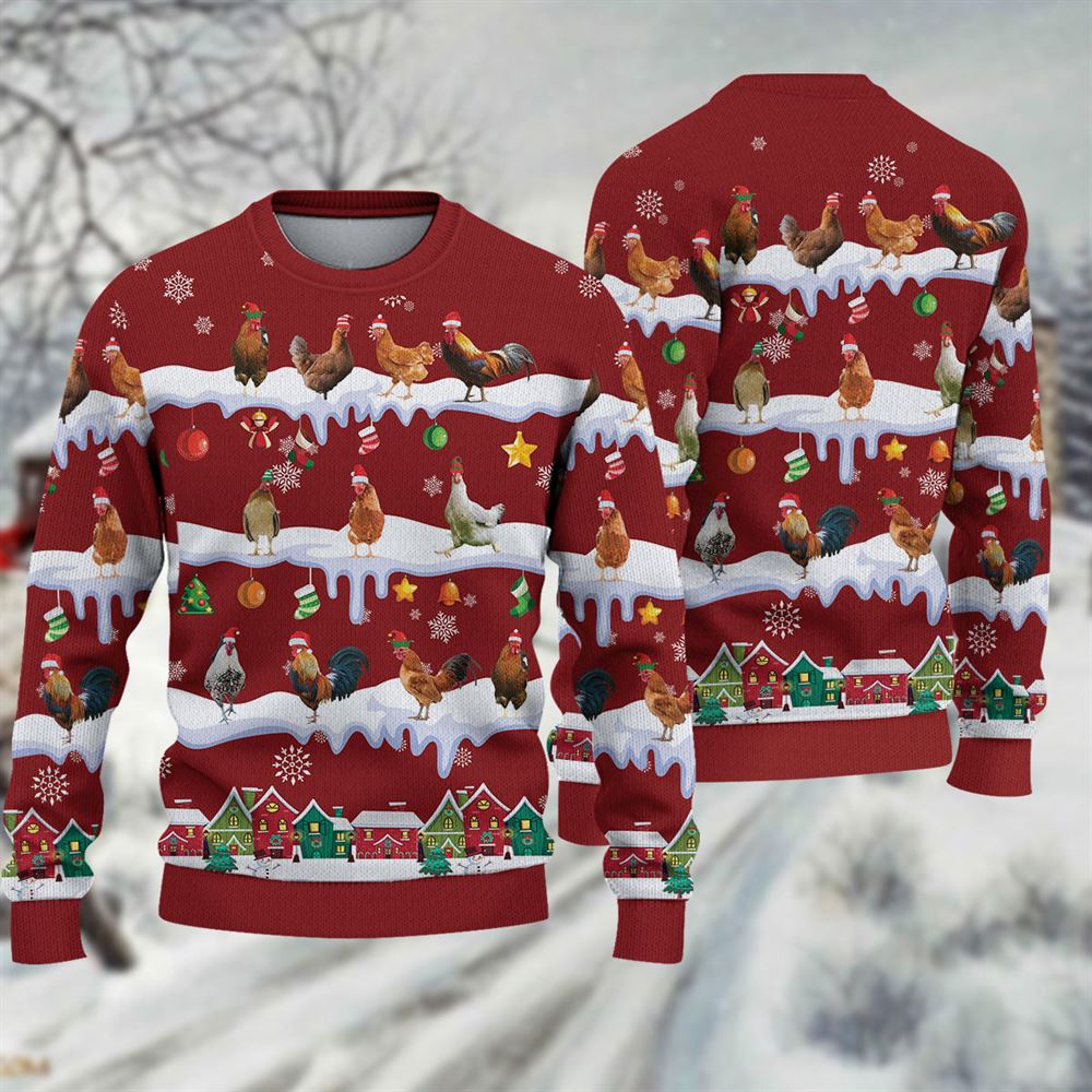 Chicken Ugly Christmas Sweater, Sweater Gifts For Pet Loves, Farmers Sweater
