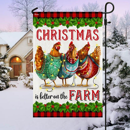 Chickens Christmas Is Better On The Farm Flag, Christmas Garden Flag, Home Decor Accessories, Christmas Outdoor Decor Ideas