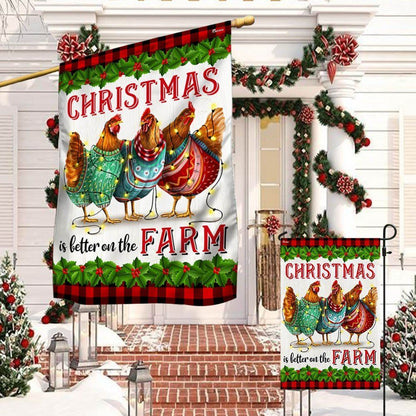 Chickens Christmas Is Better On The Farm Flag, Christmas Garden Flag, Home Decor Accessories, Christmas Outdoor Decor Ideas