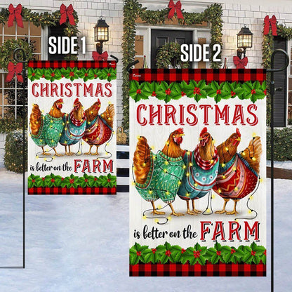 Chickens Christmas Is Better On The Farm Flag, Christmas Garden Flag, Home Decor Accessories, Christmas Outdoor Decor Ideas
