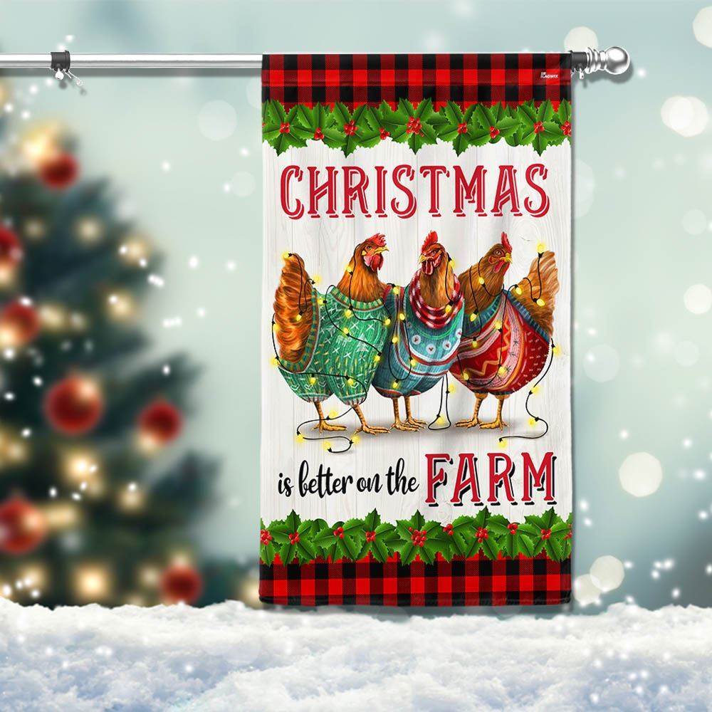 Chickens Christmas Is Better On The Farm Flag, Christmas Garden Flag, Home Decor Accessories, Christmas Outdoor Decor Ideas