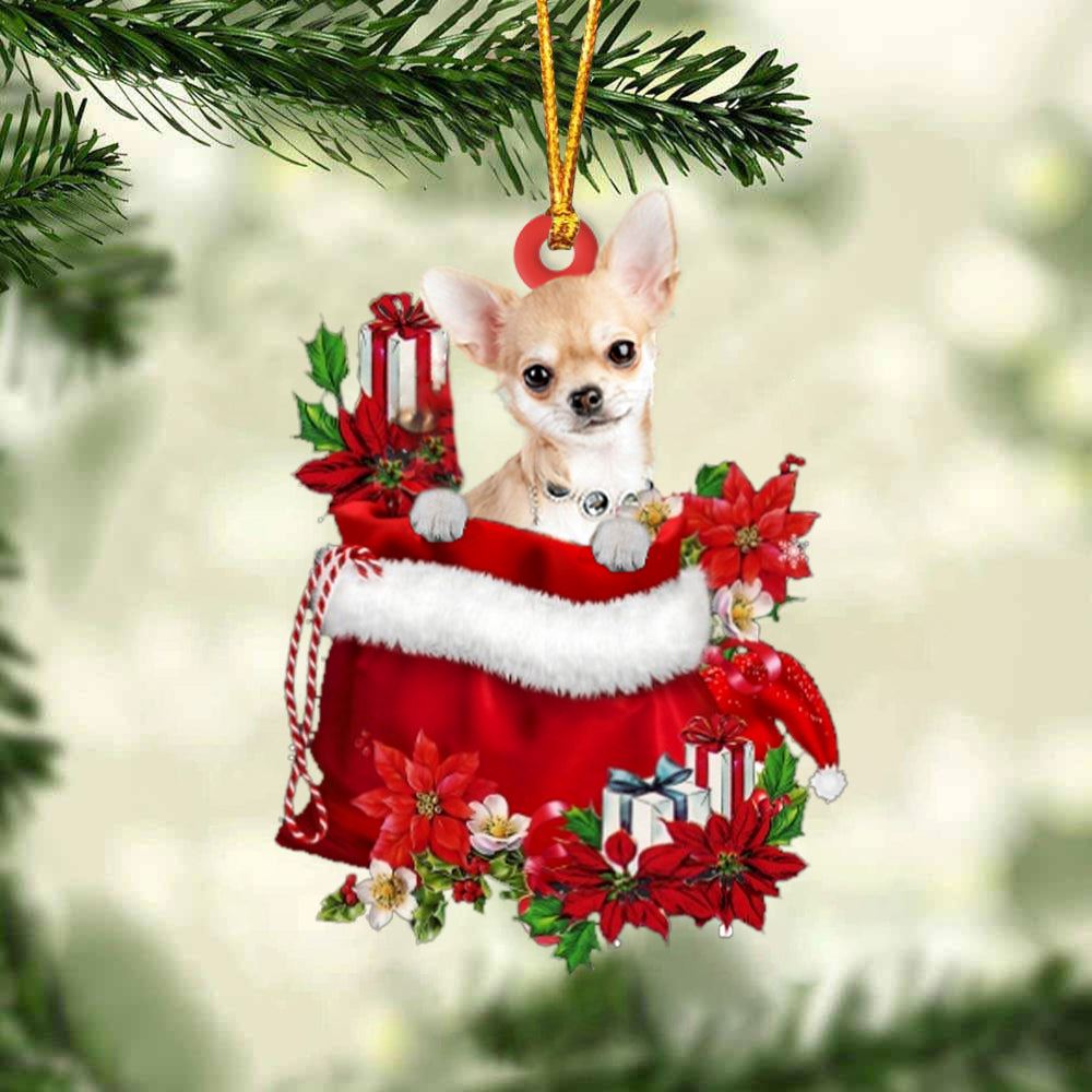 Chihuahua In Gifts Bag Christmas Ornament, Christmas Gift, Christmas Tree Decorations, Christmas Ornament 2023