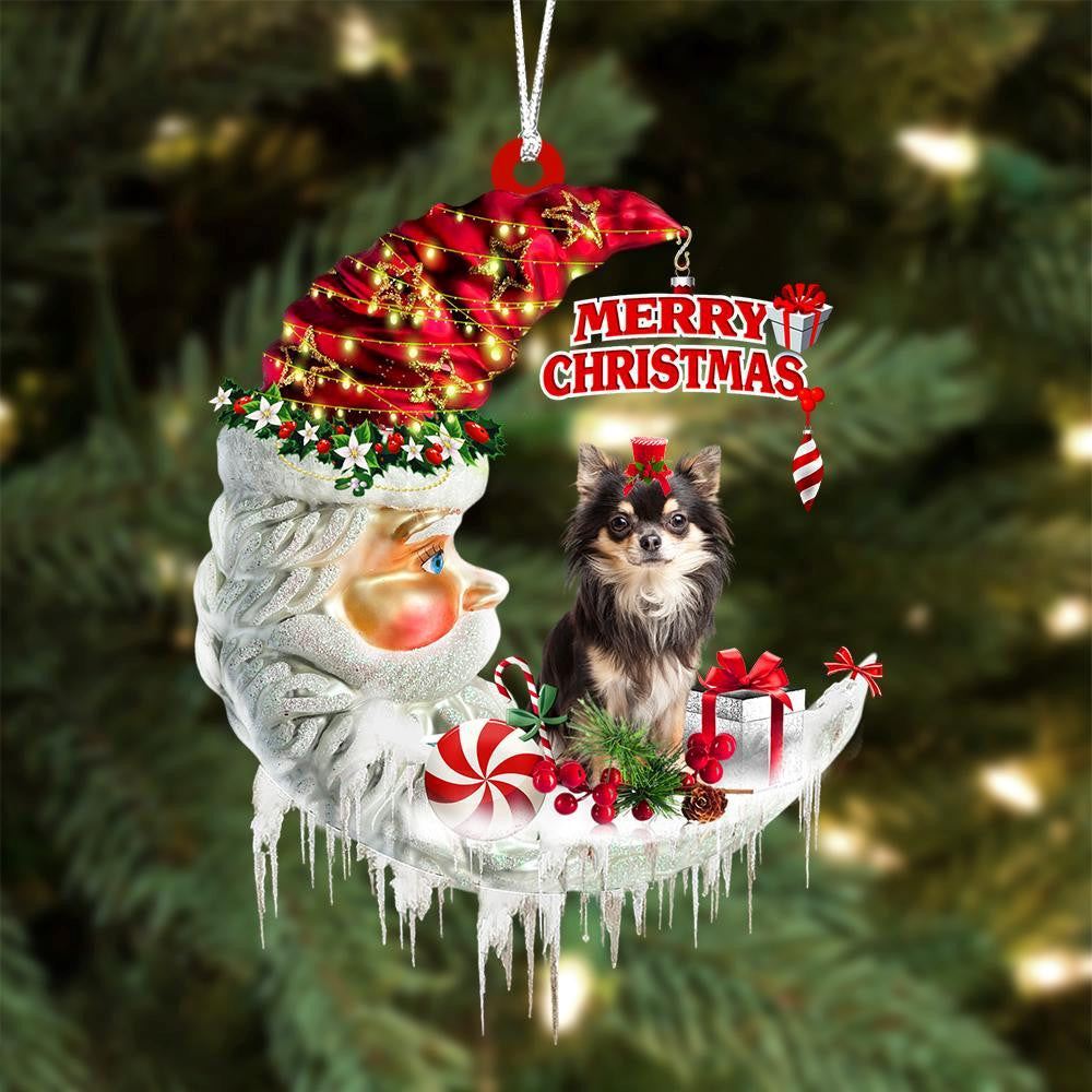 Chihuahua On The Moon Merry Christmas Hanging Ornament, Christmas Gift, Christmas Tree Decorations, Christmas Ornament 2023