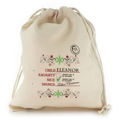 Childs Name on Santa’s Naughty and Nice List Christmas Sack, Gift For Chidren, Christmas Bag Gift, Christmas Gift 2023