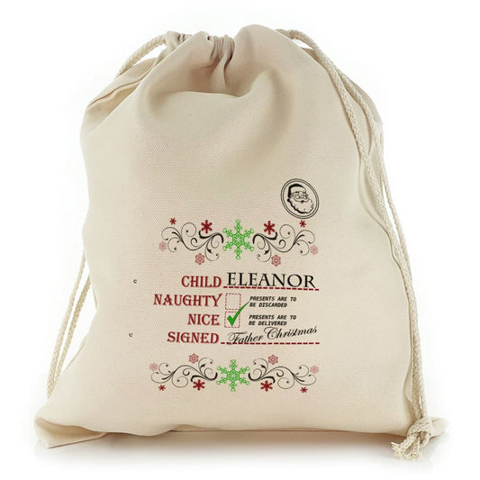 Childs Name on Santa’s Naughty and Nice List Christmas Sack, Gift For Chidren, Christmas Bag Gift, Christmas Gift 2023