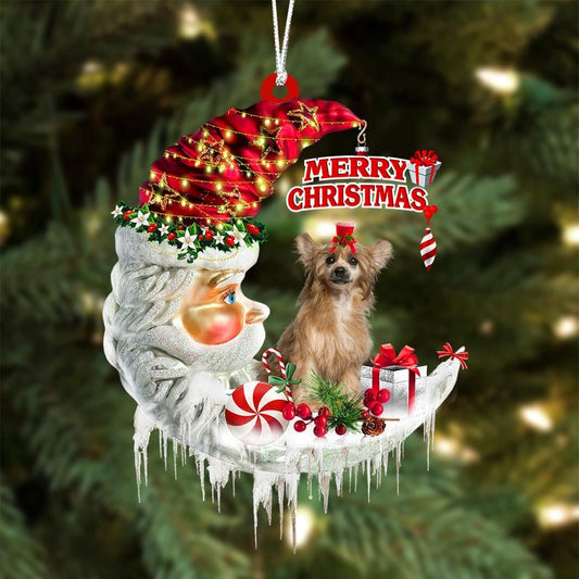 Chinese Crested On The Moon Merry Christmas Hanging Ornament, Christmas Gift, Christmas Tree Decorations, Christmas Ornament 2023