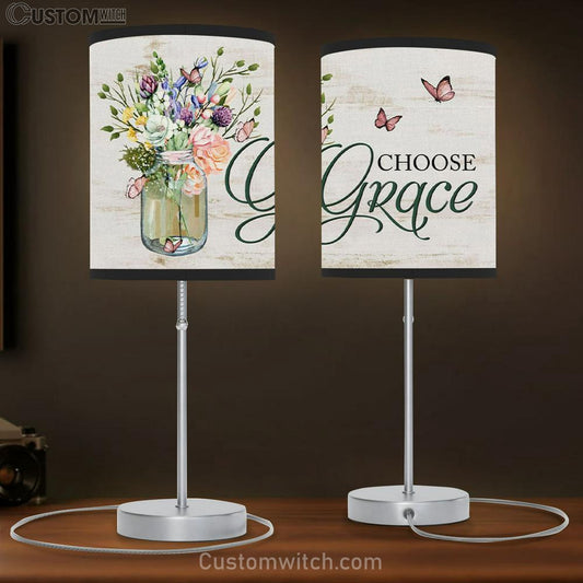 Choose Grace Table Lamb Gift - Flower Butterfly - Christian Bedroom Decor