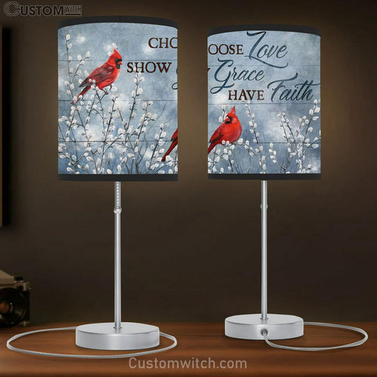 Choose Love Show Grace Have Faith Cardinal Large Table Lamb Art - Christian Lamb Gift Home Decor - Religious Table Lamb Prints