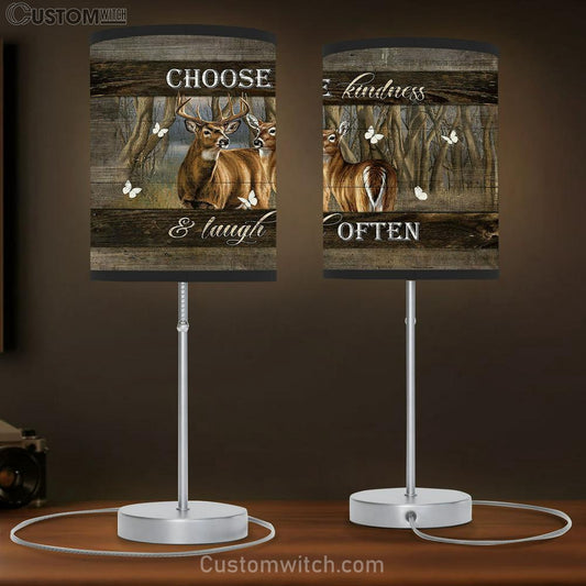 Choose kindness and laugh often Deer White butterfly Table Lamb Gift - Bible Verse Table Lamb - Religious Bedroom Decor