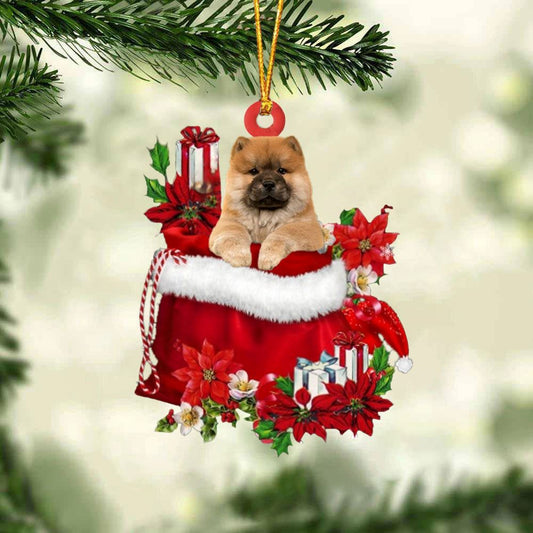 Chow Chow In Gift Bag Christmas Ornament, Christmas Gift, Christmas Tree Decorations, Christmas Ornament 2023