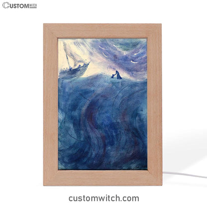 Christ And Peter Sea Of Galilee Frame Lamp Pictures - Jesus Art Prints - Jesus Art - Christian Home Decor
